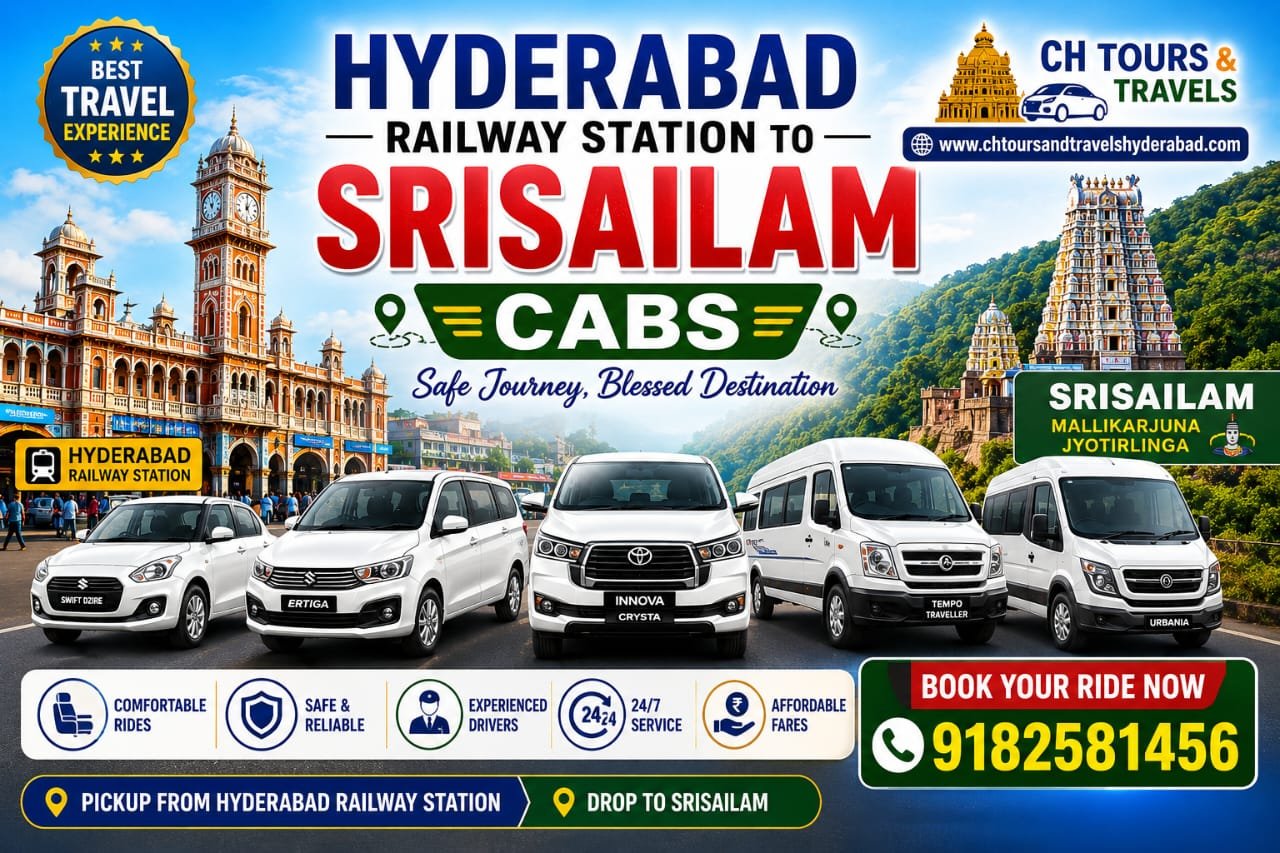 Hyderabad to Srisailam Taxi | Swift Dzire, Ertiga, Innova Crysta, Tavera, Tempo Traveller & Urbania