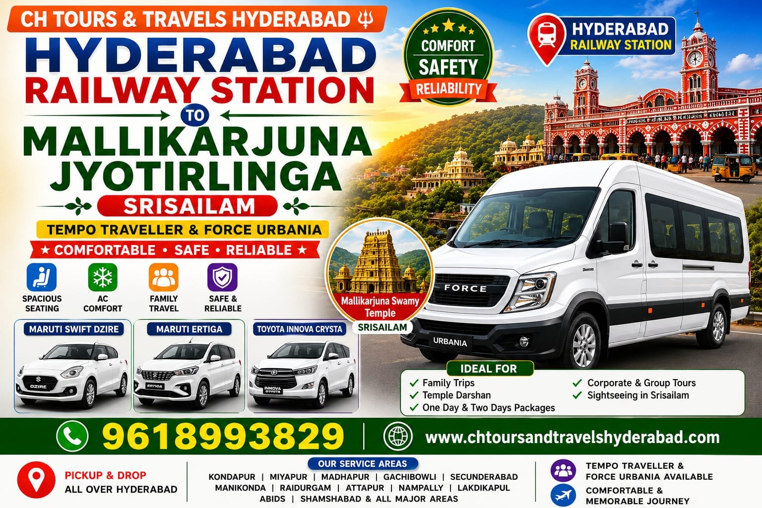 Hyderabad to Mallikarjuna Jyotirlinga Taxi | Srisailam Cab Service
