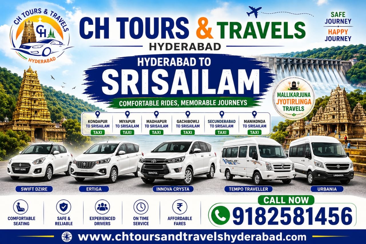 Hyderabad to Srisailam Taxi & Cabs Tour Packages